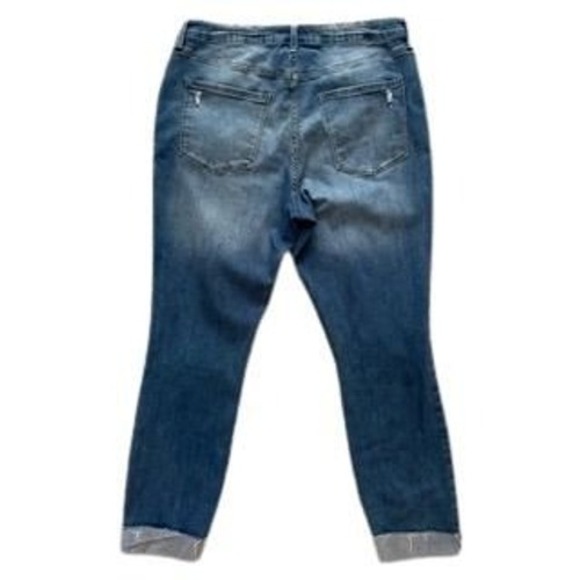 LC Lauren Conrad Skinny Jeans Medium Wash Distressed Cuffed Women's Size 14 - Picture 10 of 12